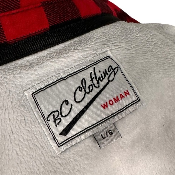 BC Clothing Plaid Black & Red Button Down Fannel Top - Size Large - Picture 8 of 9